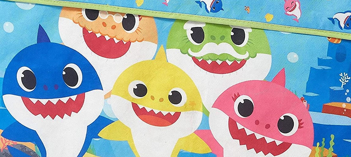 Pinkfong Baby Shark Blue Soft Polyester Canvas Collapsible Toy Storage Trunk for Kids