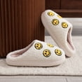 thumbnail image 4 of ZELAND Cozy Cartoon Smiley Face Couple's Winter House Slippers - Thick Sole Warm Anti-Slip Indoor Plush Slides for Men & Women, 4 of 5