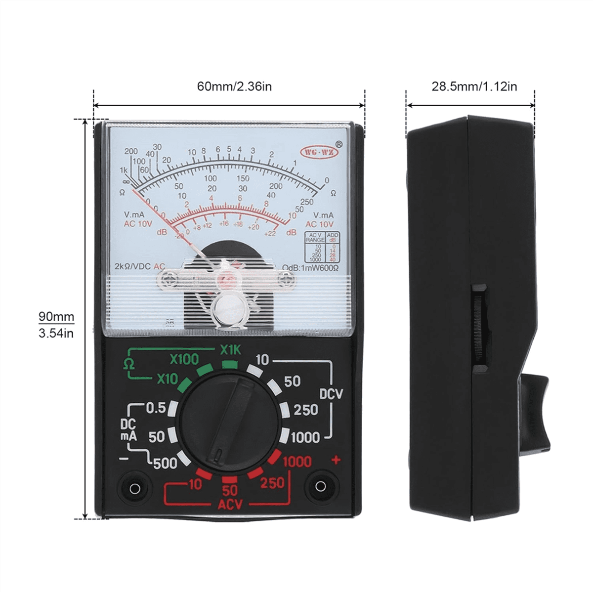 Multimeter, AC/DC Volt 1000V Voltmeter Amp Volt Ohm Voltage Tester Meter with Test Leads and Battery Included