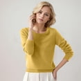 thumbnail image 3 of Pullover Sweaters For Women Round-neck Classic Long Sleeve Breathable Loose Soft Cozy Knitted Sweater Tops for Fall and Winter, Comfortable and Versatile, Perfect for Everyday Wear,Yellow,Size M, 3 of 5