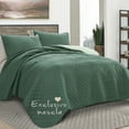 thumbnail image 4 of Exclusivo Mezcla Queen Quilt Set, 3-Piece Lightweight Queen Quilts Soft Bedspreads Bed Coverlets, Dark Green, 90"x96", 4 of 8