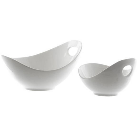 10 Strawberry Street Whittier Fruit Bowls with Cut Out Handle, Set of 2, White