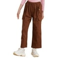 thumbnail image 2 of Doomiva Kids Girls Casual Athletic Cargo Pants Hip Hop Dance Trousers Joggers Sweatpants Brown 6, 2 of 7