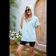 thumbnail image 5 of Sudadera con Capucha de Media Cremallera para Mujer, de Corta, Informal, con Bolsillos. Azul L, 5 of 10