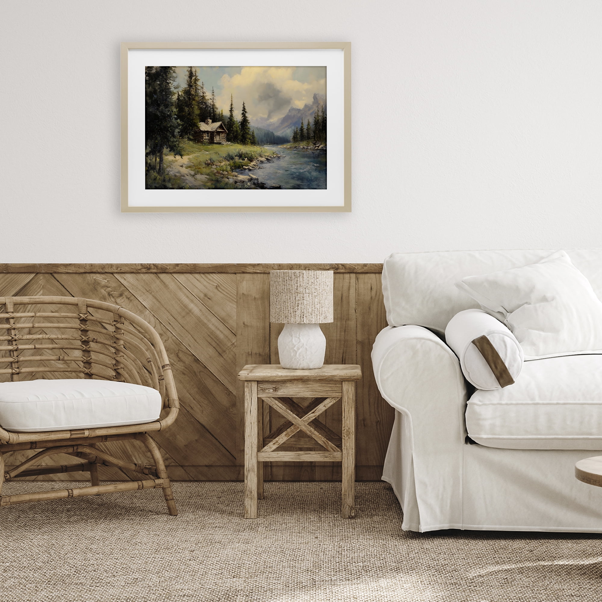Stupell Industries Creek Cabin Riverside Retreat Birch Framed Print Under Glass, design by Franklyn Gregory