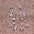thumbnail image 6 of Women's Platinum Plated CZ Double Tassel 6 Flower Drop Earrings and Clip on Earrings No Pierced, 6 of 10