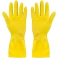 thumbnail image 1 of Paquete de 3 guantes de limpieza amarillos, guantes profesionales de látex de caucho natural, 1 of 5