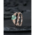 thumbnail image 4 of Heart Shape Moss Agate Floral Engagement Ring: Rose Gold Vine Leaf Wedding Set, Nature Inspired Flower Promise Ring, 24K Gold Plated Silver, 4 of 5