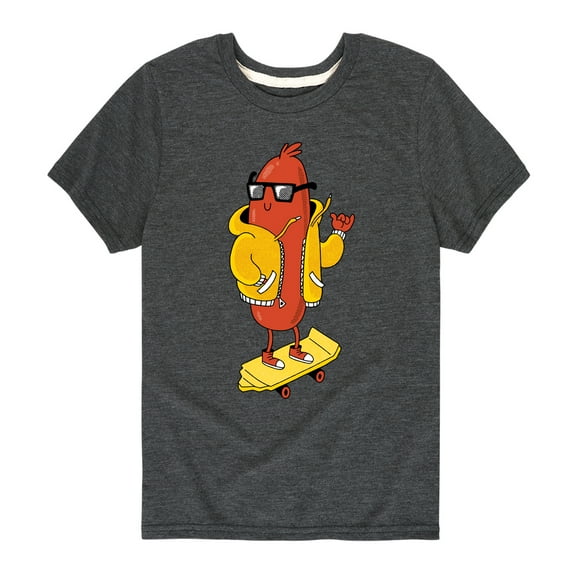 Instant Message - Hot Dog Skater - Toddler And Youth Short Sleeve Graphic T-Shirt