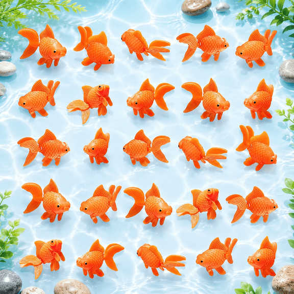 30 Pieces Fake Fish Plastic Floating Artificial Aquarium Toy Fish Realistic Moving Orange Goldfish Ornament Decorations for Aquarium Tank