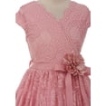 thumbnail image 3 of Big Girls' Cap Sleeve Lace Floral Overlay Sash Flowers Flower Girl Dress Rose 8 (J20KS66), 3 of 4