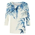 thumbnail image 5 of MaFYtyTPR 3/4 Sleeves for Women Casual Shirts Pullover Loose Tunic Tops Print Blouse 2025 Hot Blouses&Shirts Blue L, 5 of 5