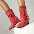 thumbnail image 6 of Bnwani Women Boots New Winter High-Heel Wedge High Mid-Calf 0 Boot Red Size 6.5, 6 of 6