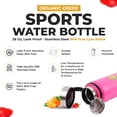thumbnail image 3 of Organic Greek Sports Water Bottle - 28 Oz, Leak Proof - Pink Stainless Steel BPA Free Gym & Bottles For Men, Women & Kids - Double Walled, Vacuum Insulated, 3 of 3