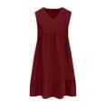 thumbnail image 4 of Women's Sleeveless V Neck A Line Casual Dress Flowy Lightweight Summer Everyday Outfit Comfortable Breathable Fashionable Womens Casual Trendy Midi Dresses, 4 of 5
