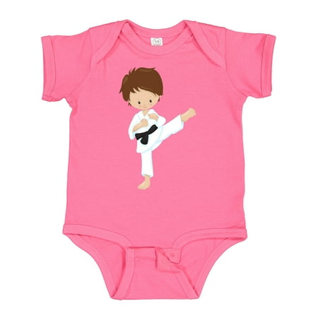 

Inktastic Karate Boy Cute Boy Brown Hair Black Belt Gift Baby Boy Bodysuit