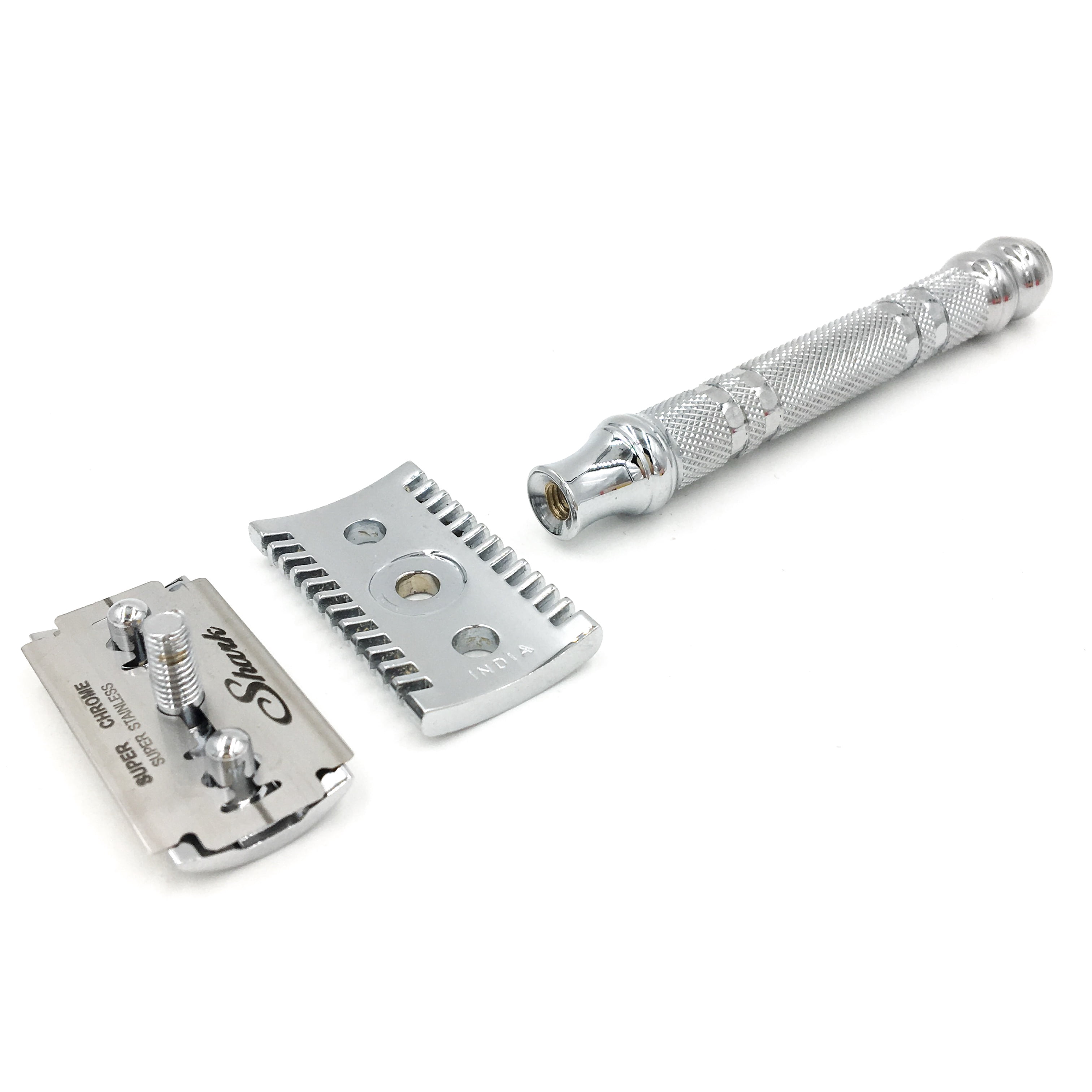 Parker Safety Razor 24C Three-Piece Open Comb Double Edge Safety Razor & 5 Parker Premium Blades