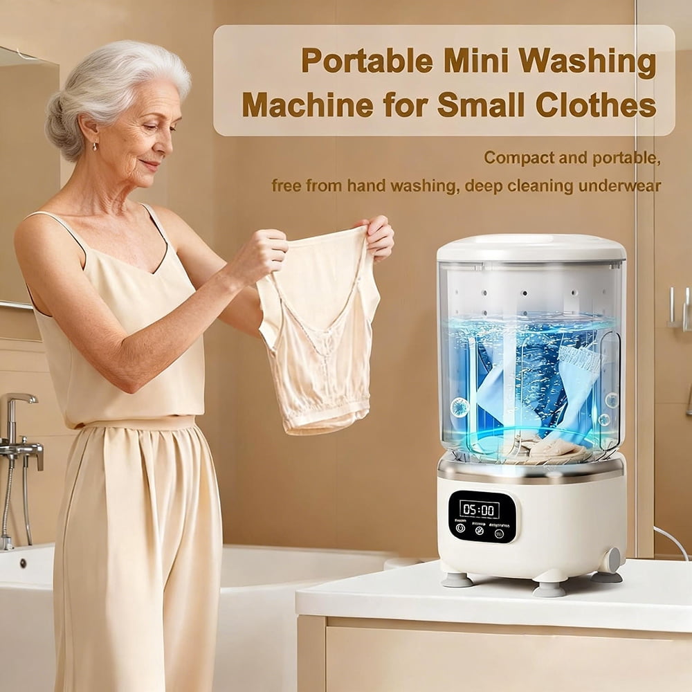2L Underwear Washing Machine Portable Washer and Spin Dryer Combo Mini Washing Rechargeable Cordless Washing Deep Cleans Small Clothes for Travel