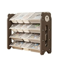 UNICOO® Kids Baby Bear Toy Organizer Rack, 14 Bins with Dustproof Storage Cover for Baby Essentials, Kids Toys & Supplies 4 Tier Large Size (Bear Organizer -Brown)