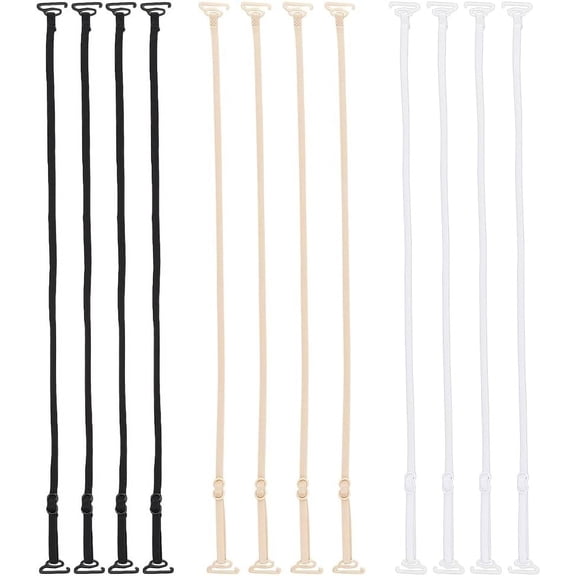 6 Pairs Non-slip Bra Straps Replacement 5mm Wide Adjustable Elastic Bra Shoulder Straps Removable Nylon Swimsuit Straps for Women Bikini (Black White Antique White)