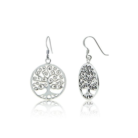 Sterling Silver Tree of Life Polished Earrings