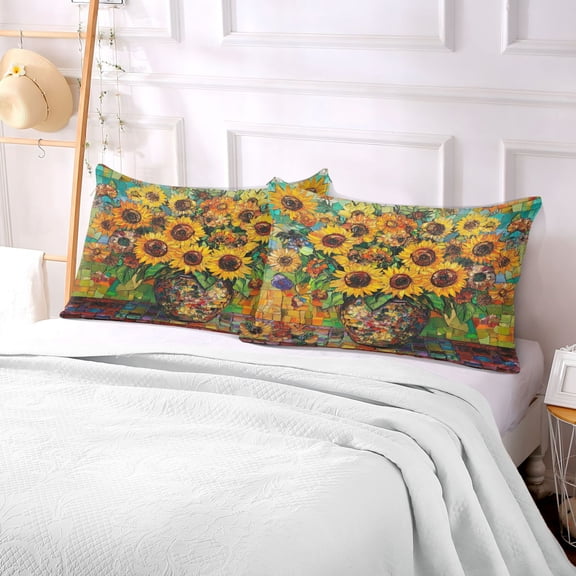 Pillow Case Plush Pillow Sunflower Symphony Case standard size/King size/Queen size Bed Pillow Pillowcases