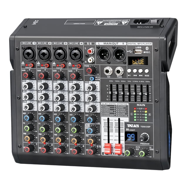 Mezclador de audio TKLBLS DJ profesional de 6 canales con 99 DSP