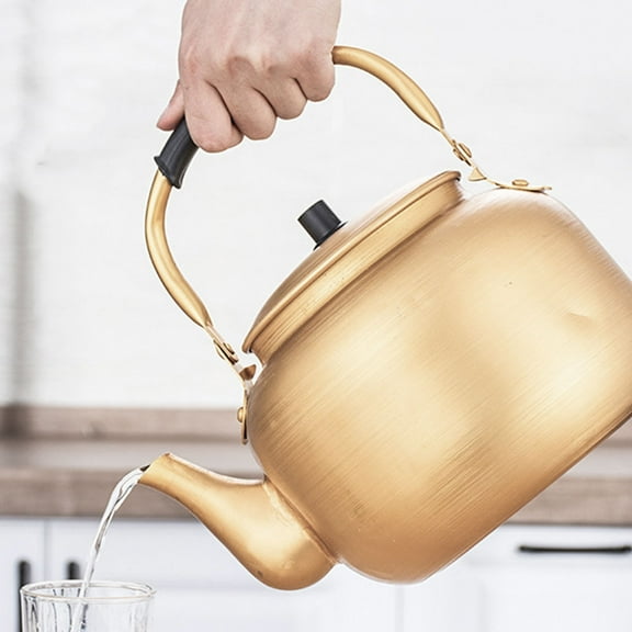 CATIEBYE Aluminum Kettle Pot Hot Water Kettle Round Golden Tea House 1Set