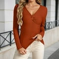 thumbnail image 2 of Gyexs Womens Long Sleeve V Neck Sweaters Ribbed Knit Slim Fit Lightweight Sweater Solid Basic Casual Pullover Tops, Z01 Coffee, Size M, 2 of 6