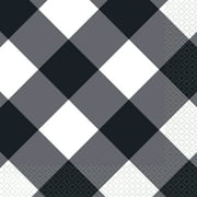 Way to Celebrate! Black Buffalo Plaid Paper Luncheon Napkins, 6.5in, 20ct