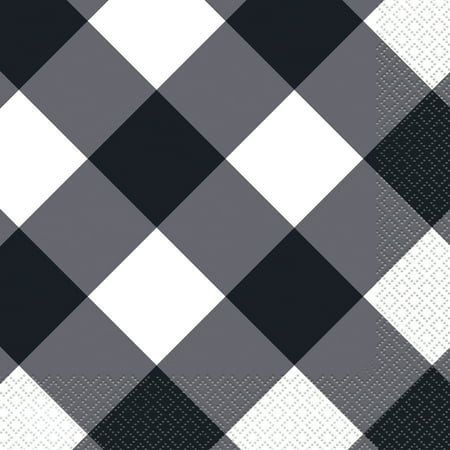 Way to Celebrate! Black Buffalo Plaid Paper Luncheon Napkins, 6.5in, 20ct