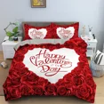 thumbnail image 2 of 2024 Red Rose Floral Duvet Cover Love Heart Bedding Set Microfiber Romantic Quilt Cover King For Couple Wedding Valentine r, 2 of 7