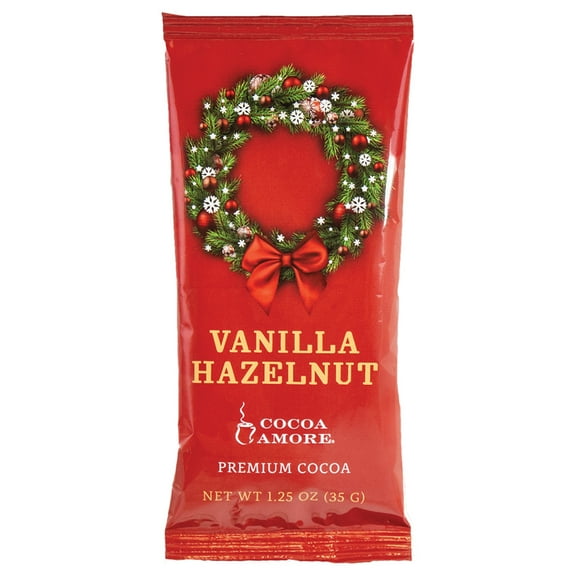 Cocoa Amore Vanilla Hazelnut Gourmet Cocoa 50 Packets Single Serve 1.25 oz Packets