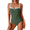 Military Green, variant on Dycnvjo Women'S Swimsuits Color Block Slimming Tummy Control Bathing Suit V Full Coverage Swimwear Rose Powder XL