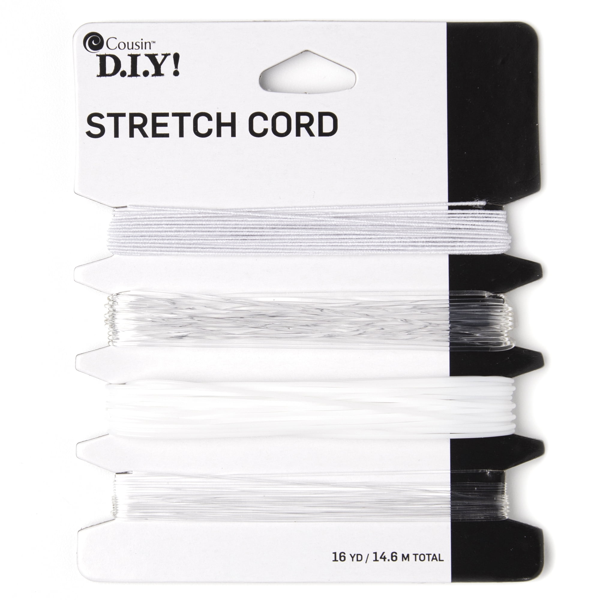 (2 pack) Cousin DIY Stretch Cord, 16 yd, 4 Piece Roll, Clear/White, Jewelry Making