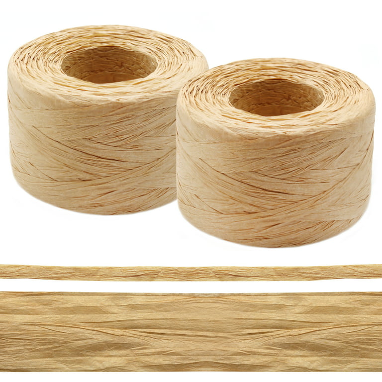 Anvin 2 Rolls Natural Raffia Paper Ribbon Matte Twine Raffia Ribbon Paper  Decorative String for Festival Gift Wrapping, Crafts and DIY 1/4 Wide by  330 Feet Each Roll (Natural Color) 