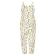 thumbnail image 2 of Tisuna Easter Romper For Girls Toddler Cartoon Rabbit Print Sleeveless Suspender Jumpsuit Fashion Loose Little Girls Easter Festival Summer Clothes Beige Size 4-5 Years, 2 of 3