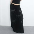 thumbnail image 2 of Plus Size Dresses Vintage Print Drawstring Lace Up Skirt Sweet A Line Midi Slimming Spring Dress Black M, 2 of 4