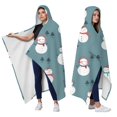 thumbnail image 2 of Wearable Blanket,Blue Christmas Snowman Pattern Hooded Wearable Flannel Blanket for Adults & Teens,Winter Poncho Shawl Wrap Cape Cozy Anti-Pill,60"x80", 2 of 5
