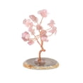 thumbnail image 1 of Feng Shui Decoración Piedras Preciosas Árbol de la Vida Piedras Caídas de Alambre de Oro Rosa con Base de Rebanada de Ágata Árbol de Dinero Chino Decoración de Sala de Estar para Riqueza Suerte, Cuarzo Rosa JM, 1 of 4