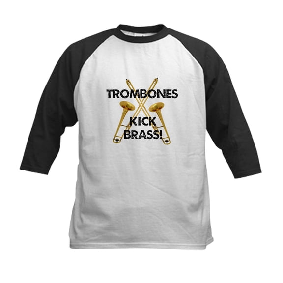CafePress - Trombones Kick Brass Baseball Jersey - Kids Cotton Baseball Jersey, 3/4 Sleeve Shirt