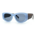 thumbnail image 5 of Womens Squared Rectangle Frost Matte Thick Temple Plastic Mod Sunglasses Blue - Black, 5 of 8