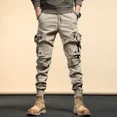 thumbnail image 3 of Pantalones cargo multibolsillos negros caqui de otoño para hombre, pantalones para hombre, pantalones ajustados con múltiples bolsillos, holgados de algodón, pantalones Y2k más baratos, pantalones de, 3 of 5