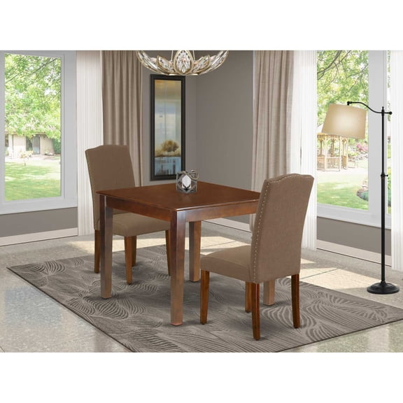 East West Furniture Dining Room Set Mahogany, OXEN3-MAH-18