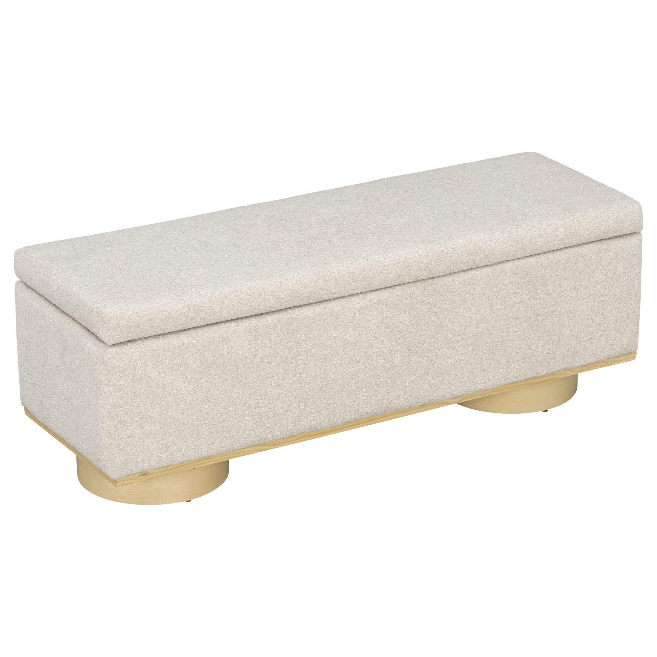Christopher Knight Home 50.2" Upholstered Storage Bench, Lift-Top Ottoman, Oatmeal