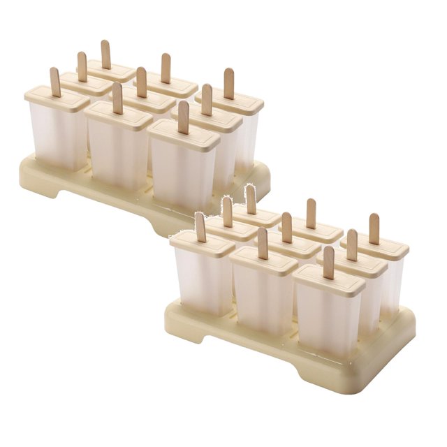 Oleegame 2PC Cookie Mold Creative Wooden Stick Style Ice Box Kitchen DIY Accessories Homemade Ice Box In Summer Beige
