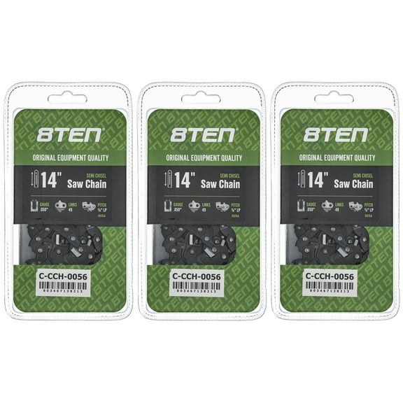 Full Chisel Chainsaw Chain 14 inch .050 3/8 LP 49DL for McCulloch Mac Cat 3 Pack 810-CCC2278H