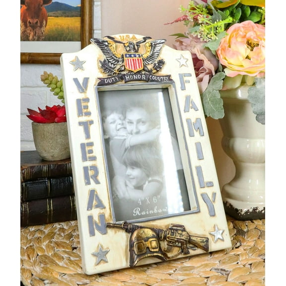 Patriotic USA American Eagle Seal Crest Veteran Family Memorial Picture Frame