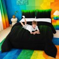 thumbnail image 3 of meiyoeat line Geometric Print Full Size Comforter Sets,Black Green Neon Striped Bedding Comforter Set,Reversible,3-Piece,1 Comforter and 2 Pillowcases, 3 of 7