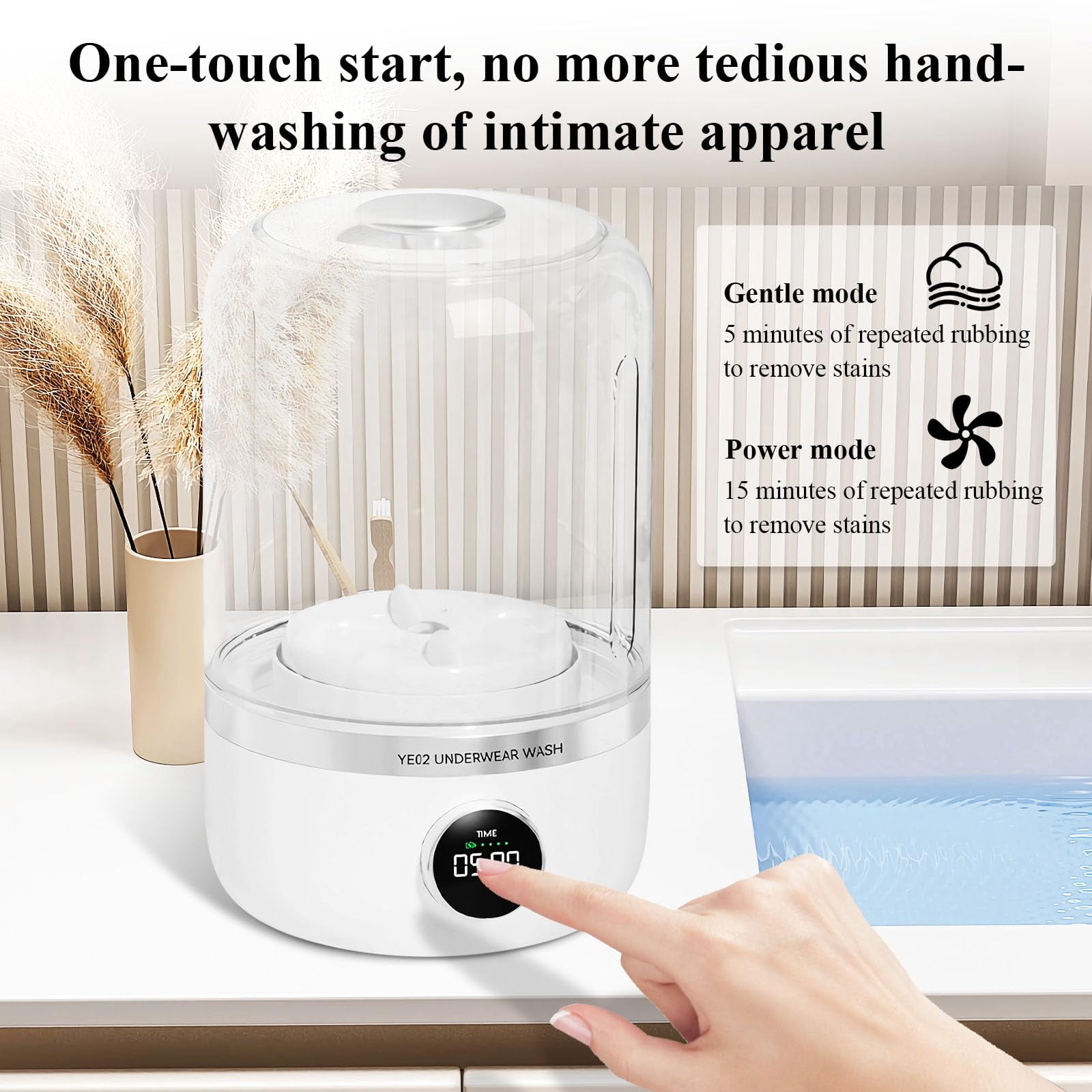 Portable Washing Machine, Rechargeable 4000mAh Cordless Mini Washing Machines, 1L Underwear Washing Machine, Collapsible Compact Washer for Baby Clothes/Underwear/Camping/RV Travel/Apartment